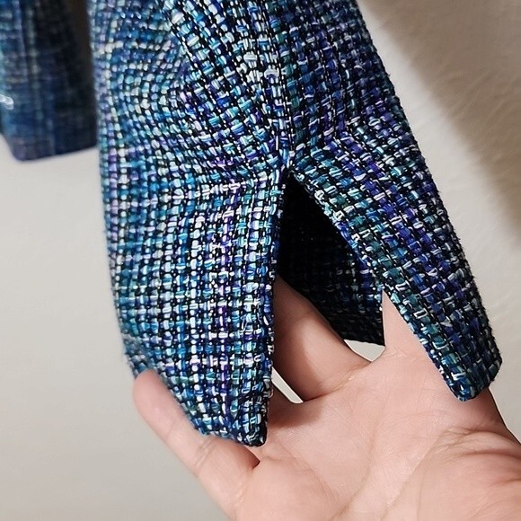 Kasper metallic tweed fully lined silk mix blazer size 10 P - Picture 5 of 13
